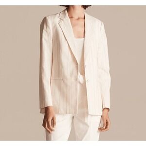 NWOT Rebecca Taylor Tailored Stitched Stripe Blazer‎ Snow Combo Size 10
